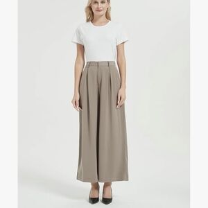 Tronjori High Waist Casual Wide Leg Long Palazzo Pants Trousers Large Short